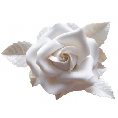 Kwiat cukrowy róża biała 1 szt.